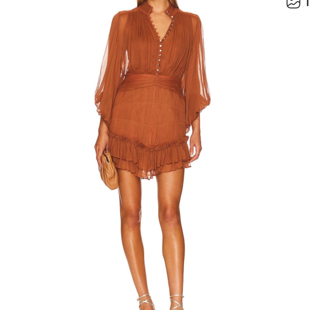 Shona Joy “Leonie” Chocolate Brown Ruched Mini Dress